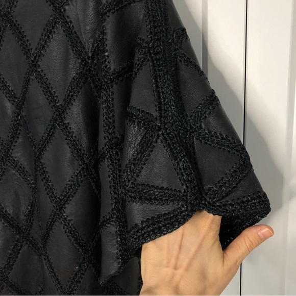 Vintage 80s suede patchwork knit short sleeve top / S-M - Picture 11 of 11